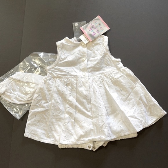 BABY You’re It! White Sleeveless Dress + Hat P/A23/3 - Picture 5 of 6